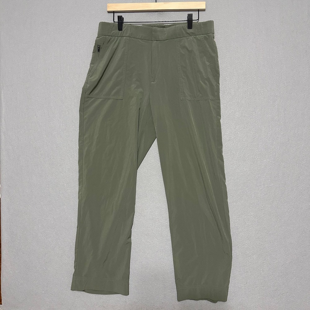 Athleta Trekkie‎ North Straight Leg Pants Olive Green 14T Tall Hiking Travel